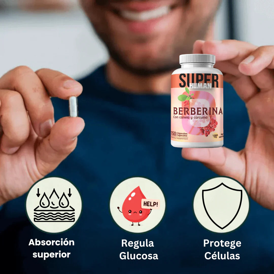 Berberina 💊🌸 - Cápsulas de Equilibrio de la Glucosa y Prevención Diabética con Canela y Cúrcuma + Envio Gratis 🚚